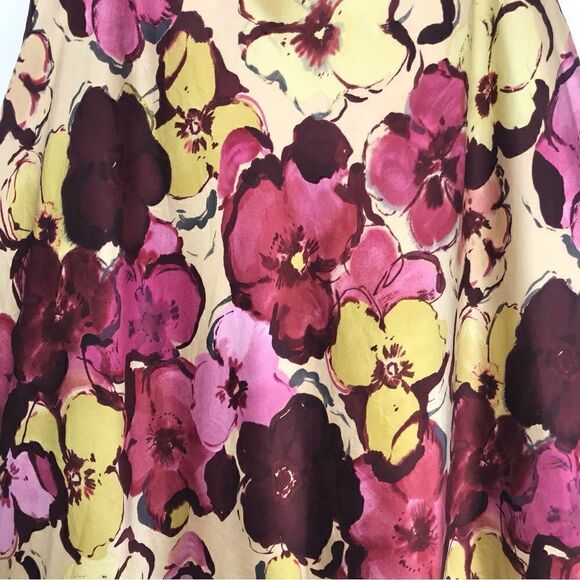 Pendleton Burgundy Cream Pink Floral 100% Silk Skirt - Picture 3 of 12